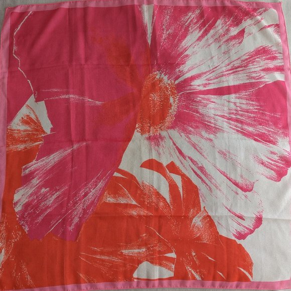 Pink and Orange Silk Sheer Daisy Scarf - Picture 1 of 7
